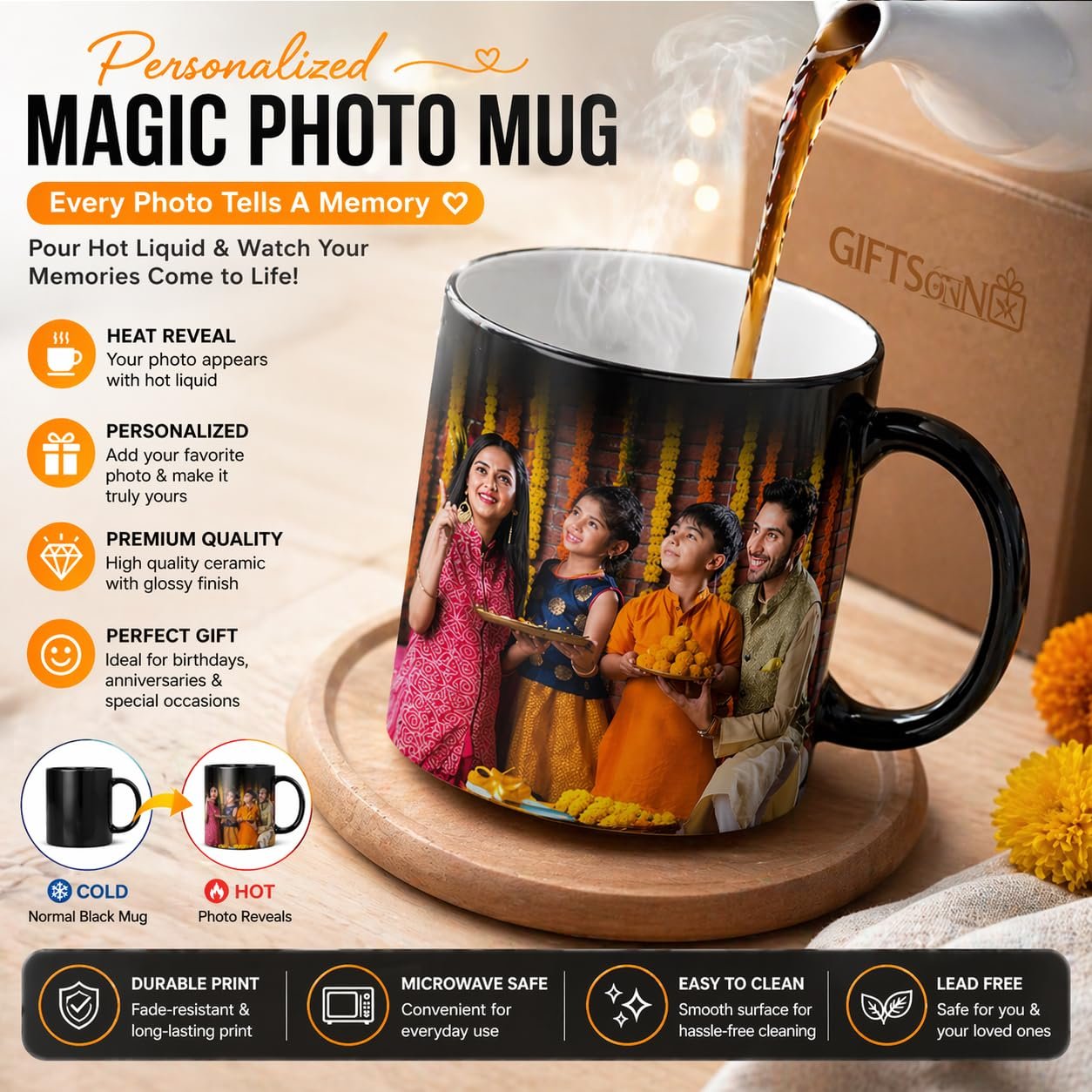 Personalized Black Magic Mug – Custom Photo & Name - Image 3